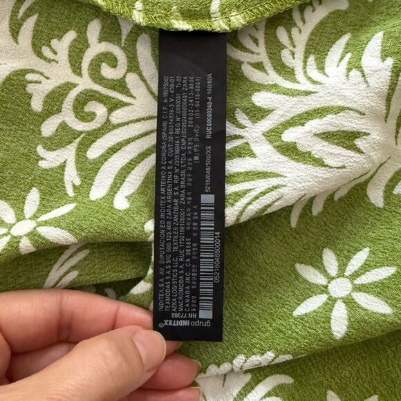 Zara Printed A-Line Midi Dress in Green and White XS NWOT - Picture 14 of 16